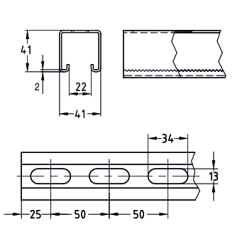 MPR-Montageschienen BV 41/41/2,0 BV |  | verzinkt